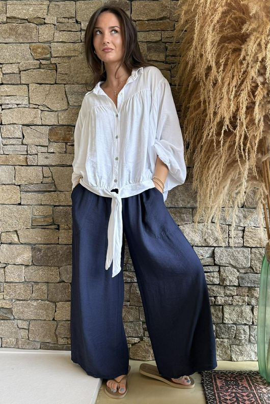 Basso Tie Smock Blouse White